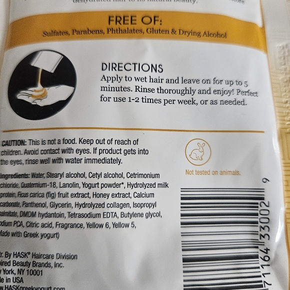 HASK GREEK YOGURT Fig & Honey HYDRATING DEEP CONDITIONER 6PCS New - Picture 4 of 5